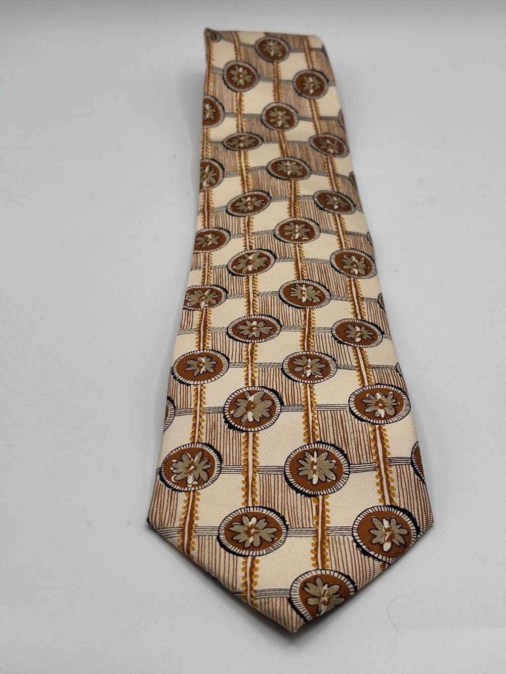Valentino Rudy Italy 100% Silk Geometric Floral Medallion Tie